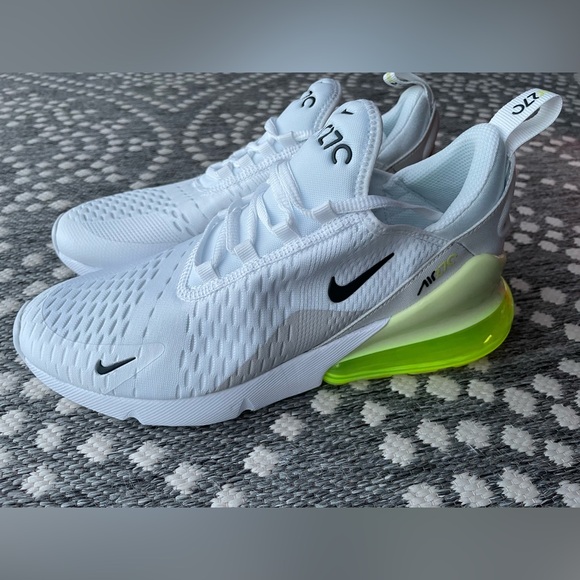 Nike Air Max 270 Big Kids Shoes White Lime green yellow Grey boys girls 7 7Y - Picture 9 of 14